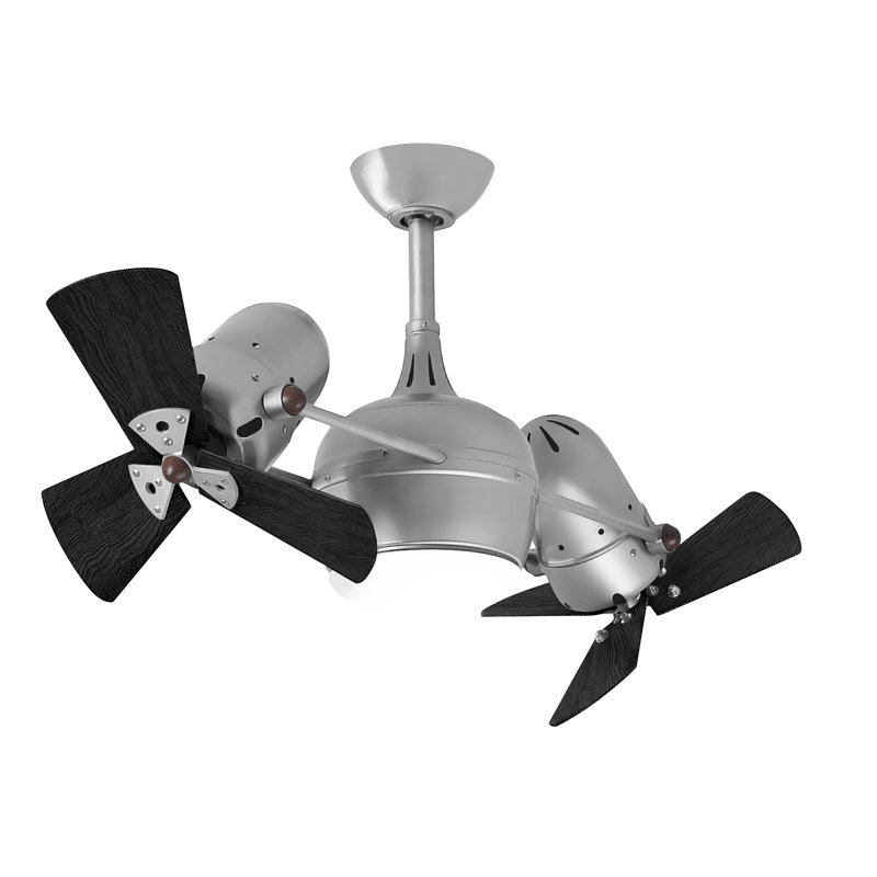 Ventilateur de plafond double DEL à 41 pales de 41 po avec télécommande et ensemble d'éclairage inclus Dagny, Nickel brossé