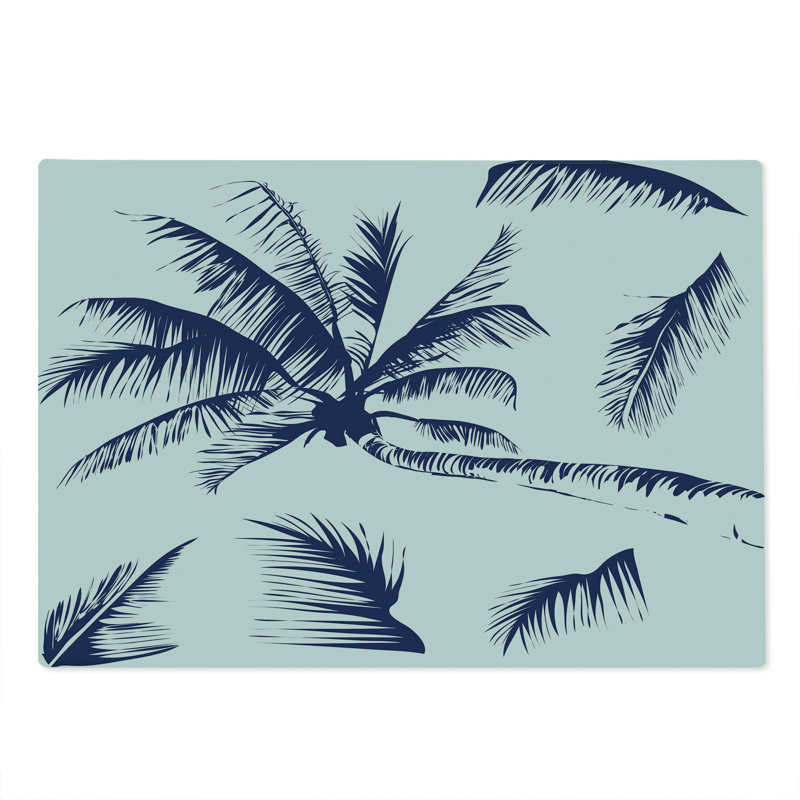 Ambesonne Psychedelic Cutting Board Large Size Coconut Palm Tree Indigo