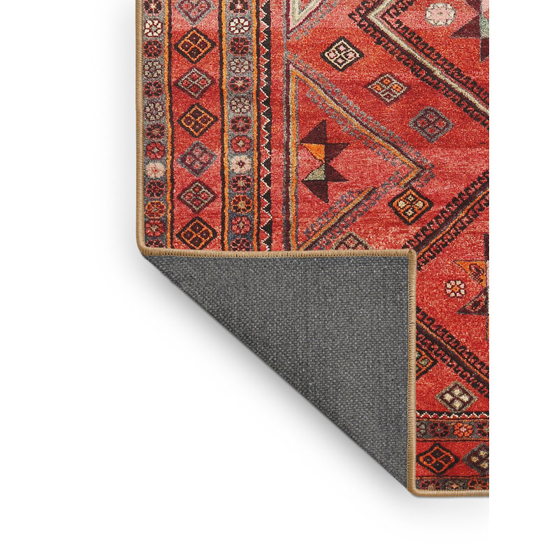 Tapis traditionnel rouge / brun, Rectangle 5 pi x 7 pi