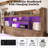 Farmhouse Bed Frame with Bookcase Headboard, 2 Detachable Racks, 4 Drawers & RGB LED-100758302-100758306