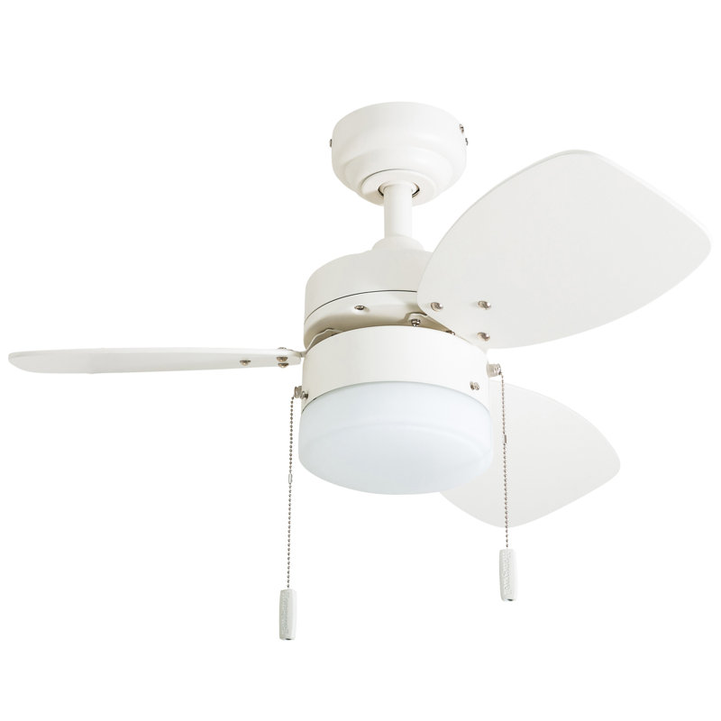 Ocean Breeze 30" 3 Blades LED Ceiling Fan with Light Kit Included, White