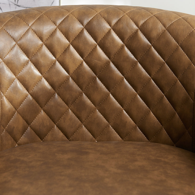 Petit fauteuil pivotant 29 po Boney, Similicuir café