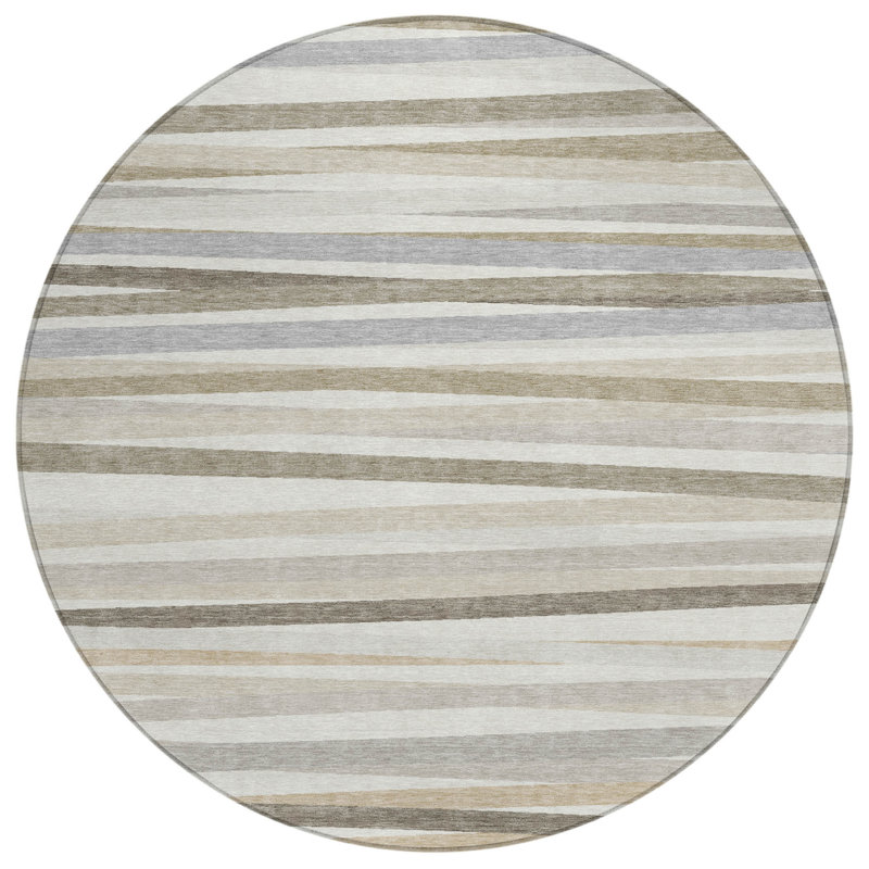 Tapis intérieur lavable rayé ivoire 8 pi
