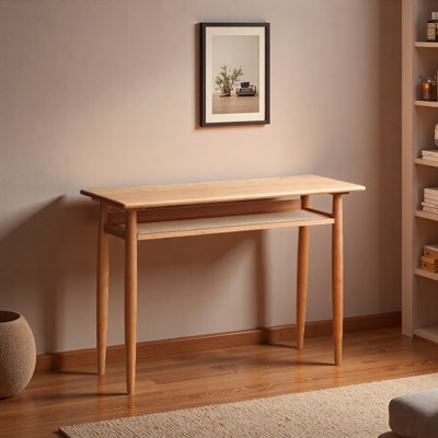Durable Cherry Wood Rattan Small-sized DeskNoNo