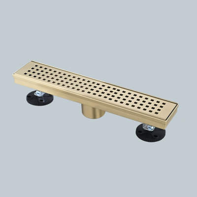 Linear Shower Drain With Quadrato Pattern Grate,304 Stainless Steel Rectangle Shower Floor Drain,with Levelling Feet,hair Strainer