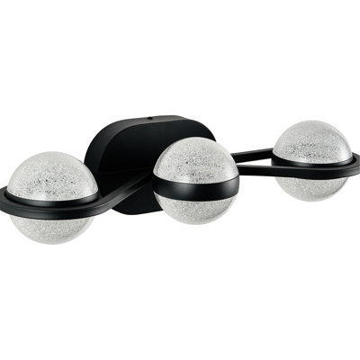 Meuble-lavabo pour salle de bain, 3 ampoules DEL, abat-jour en acrylique sable cristal, fixation murale, noir, conception élégante pour la construction de maisons