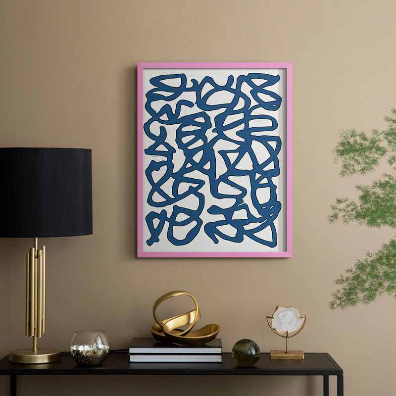 Abstrait, reproduction encadrée CL XXXVI - prêt à être accroché , Rose, H 14 po x l 11 po