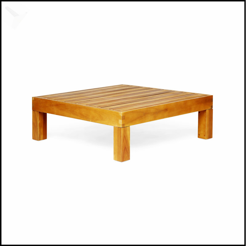 Table basse d'extérieur en bois d'acacia de conception Oana / BRAVA à lattes pour le patio et le jardin, Teck