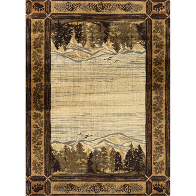 2 Ft. 7 In. X 3 Black Lodge Area Carpet - Captivating Earth And Forest Designs Polypropylene Stain Rug Mountain Themes