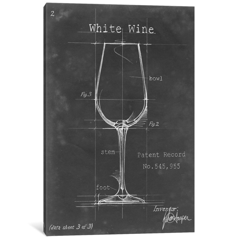 « Barware Blueprint IV », impression sur toile, H 12 po x l 8 po x p 0,75 po, Pas de tapis, Toile tendue
