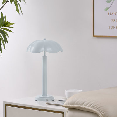 15.25" Metal Table Lamp With Blue Shade