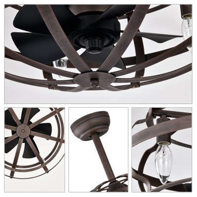 Best bests Ventilateur de plafond intérieur fermé avec télécommande et ensemble de lumière de ventilateur industriel rouge rouille sans pales