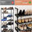 3 Tier Shoe Rack For Closet, Shoe Organizer With 5 Hooks, Long Shoe Shelf Storage For Shoe And Boot Stackable Free Standing Shoe Rack For Entryway, Garage, Small Spaces, Dorm, Black