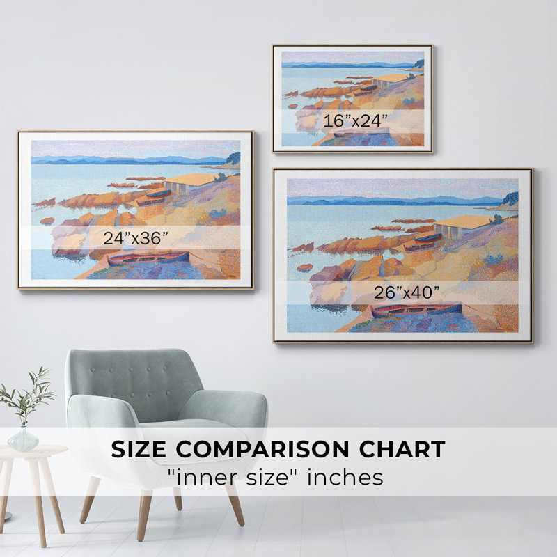 Paysage rétro - Cxxix, Toile encadrée flottée blanche, H 27 po x l 41 po x P 2 po