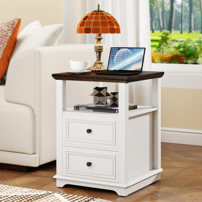 Lark Manor Deiren Drawer Nightstands with Storage and Built-in Outlets