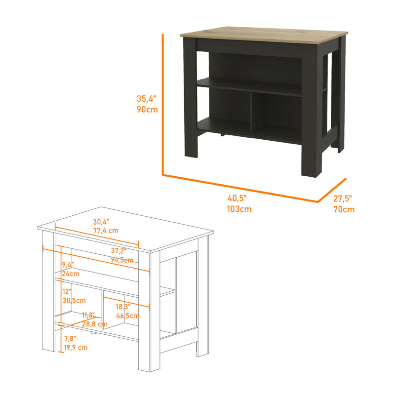 Îlot de cuisine à 3 tablettes Wengé