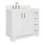 Meuble-lavabo simple en bois massif 36 po Frawley en blanc avec plateau en quartz blanc Carrara 1,5 po, évier gauche décalé, rectangle-208860175-208860059-208860171