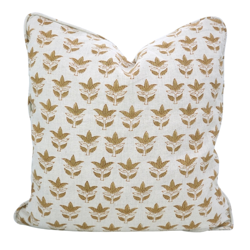 Housse de coussin décoratif en lin avec passepoil artisanal Fab Divine - 7 pattes, Carré 14 po