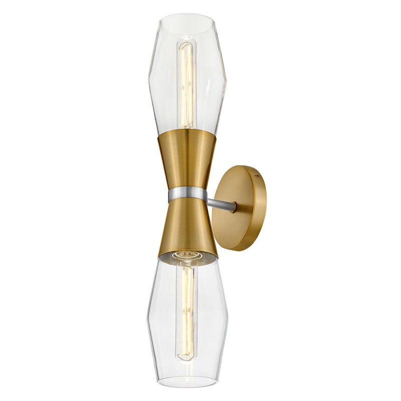 Livie Lacquered Brass and Clear Glass 2-Light Wall Sconce