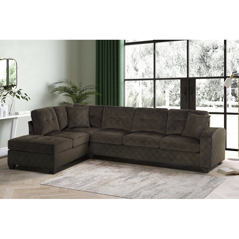 Mulrey 109.5" Modern & Contemporary Microfiber 2-Piece Sectional Sofa with Flexible Reversible Chaise Configuration, Premium High-Density Foam over Pocket Coils Comfort