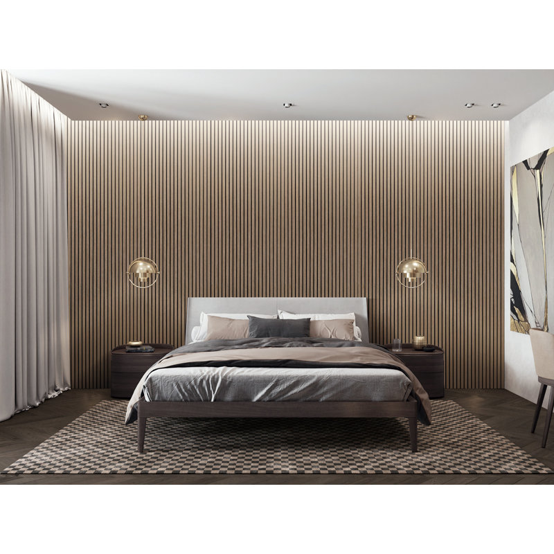 94.5" x 12" Wood Slat Acoustic Panels 3D Decorative Wall Paneling Peel & Stick (Set of 2), Walnut