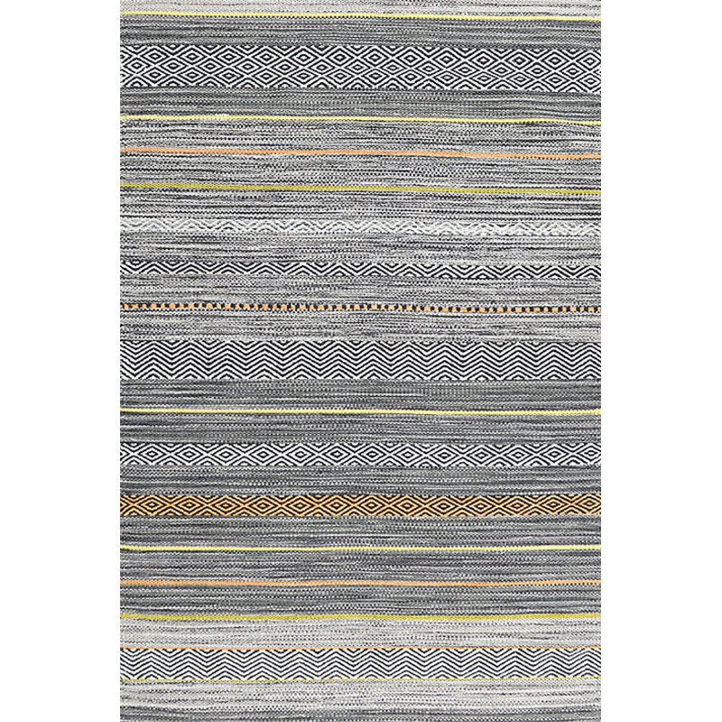 Tapis géométrique en polyester tissé à la machine en gris / brun / blanc, Rectangle 4 pi 7 po x 7 pi 3 po