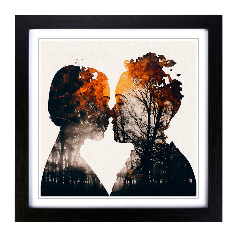 Lovers Double Exposure No.2 - Framed Print, Black