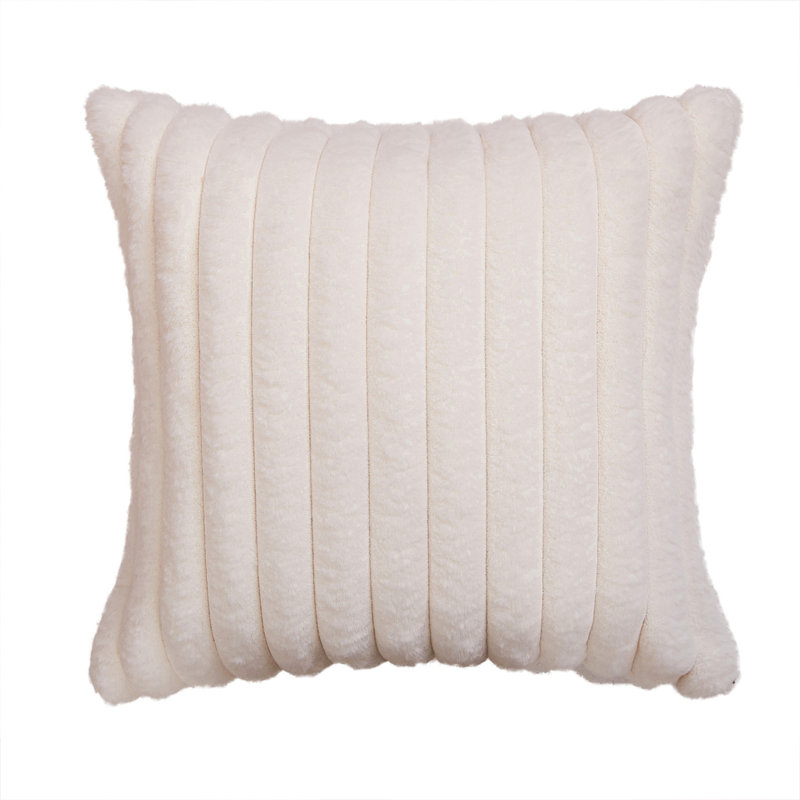 Faux Fur Reversible Pillow Cover, White