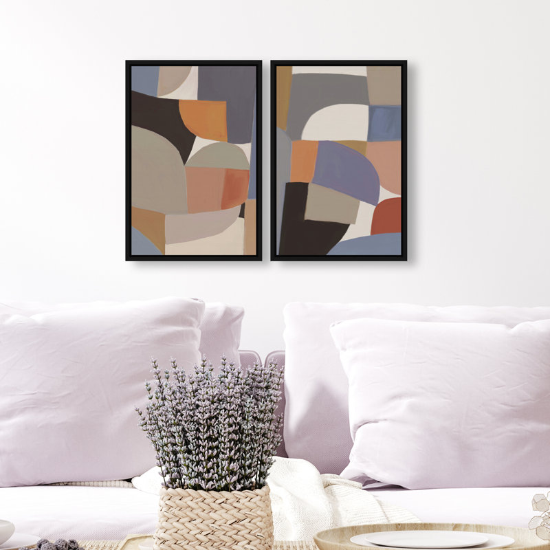 Muted Prelude Set Set by Oliver Gal, 110"H x 74"W, Black Floater Frame