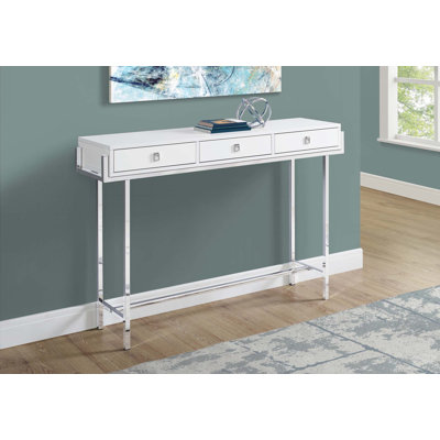 Table d'appoint Geno, console, vestibule, étroit, canapé, tiroir de rangement, salon, chambre à coucher, métal