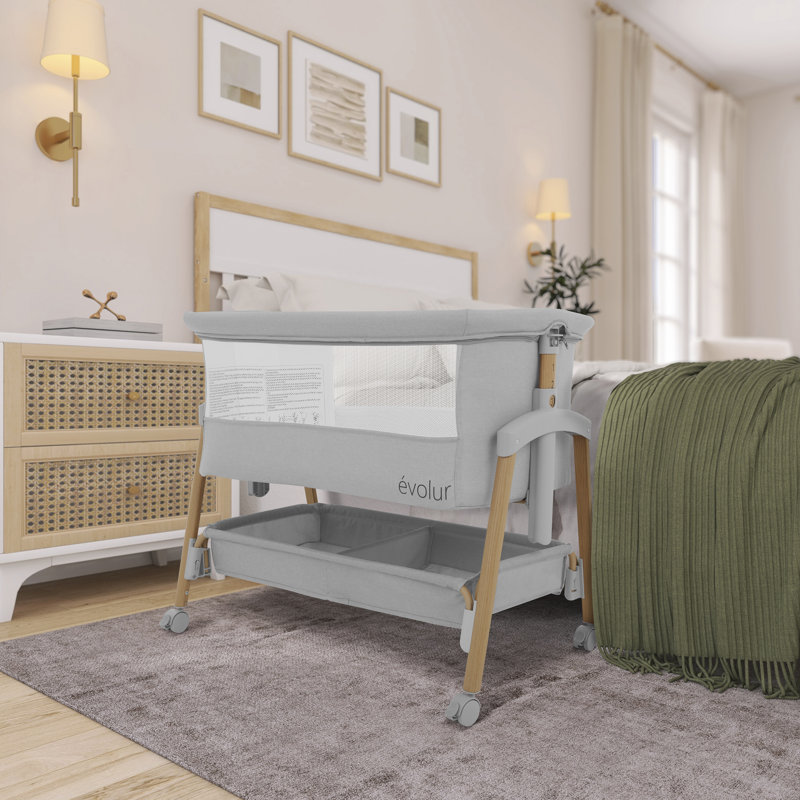 Berceau portable avec roues Evolur Lullaby, Gris