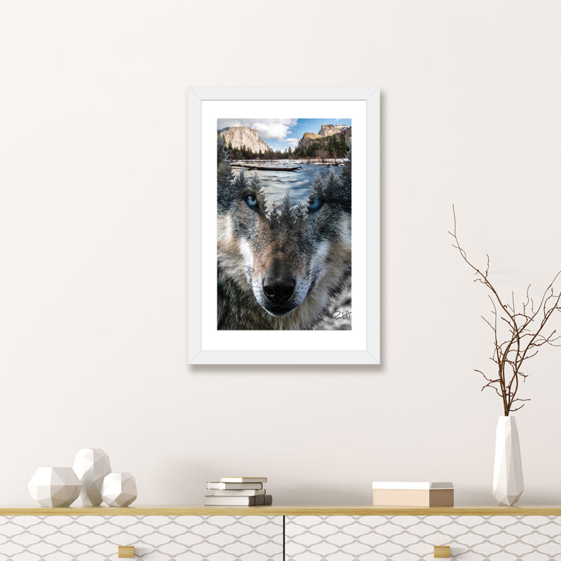 « loup » par paul haag-impression sur image, H 24 po x l 16 po x P 1 po, Papier avec cadre noir