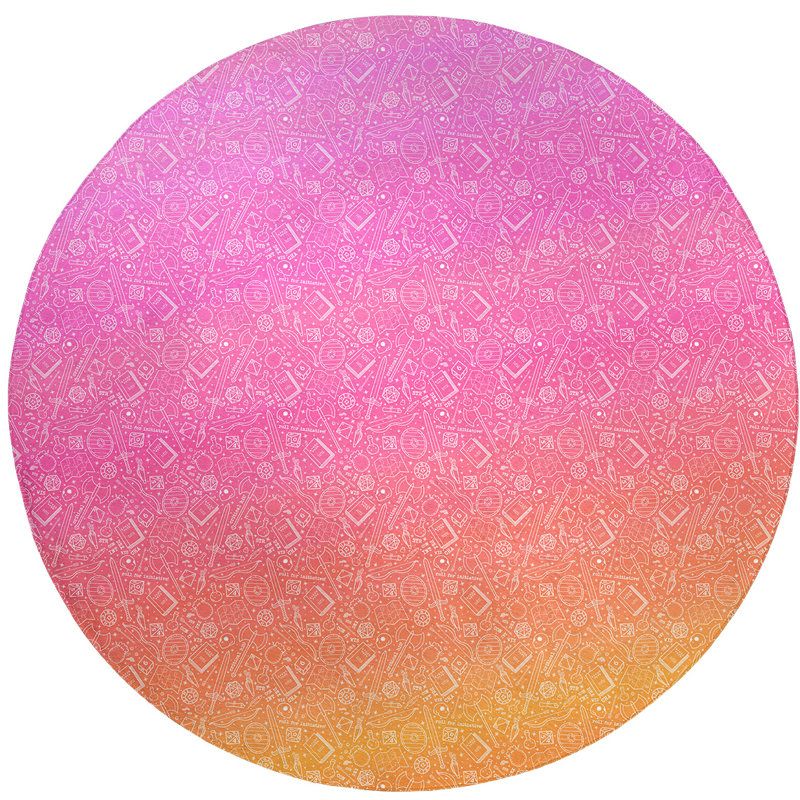 Tapis rose/jaune dégradé, Rond 5 pi