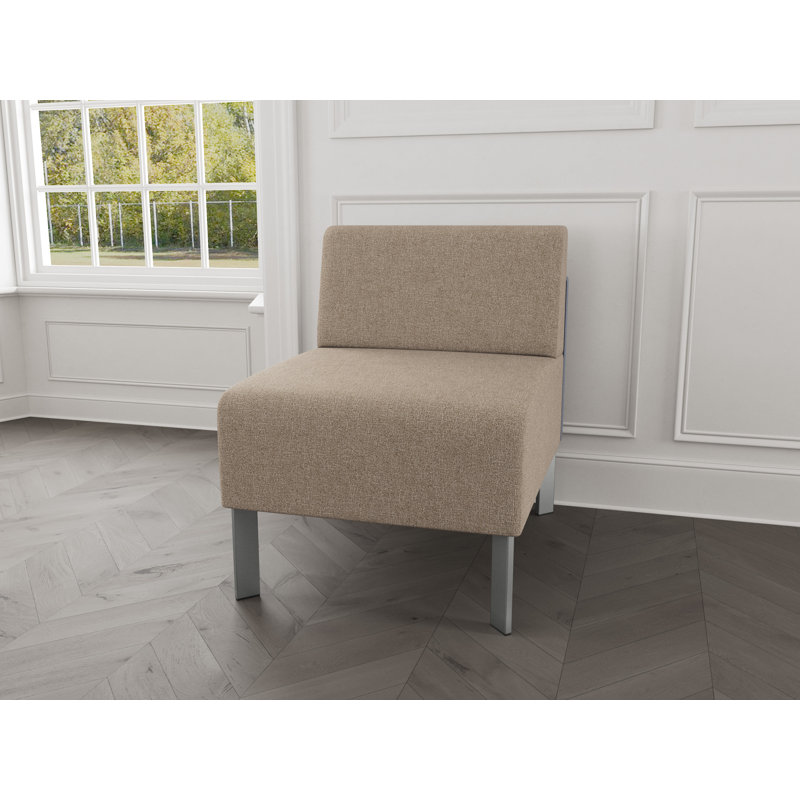 Chaise d'invité sans accoudoirs Luxe Lounge, Acier argent, Limon Archetype