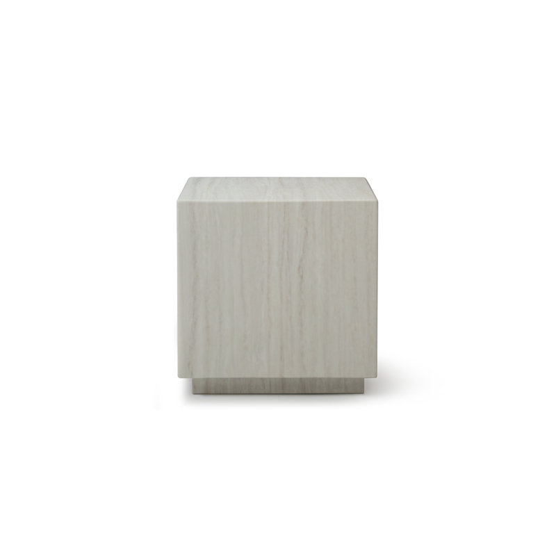20" Beige Marble Square Block End Table