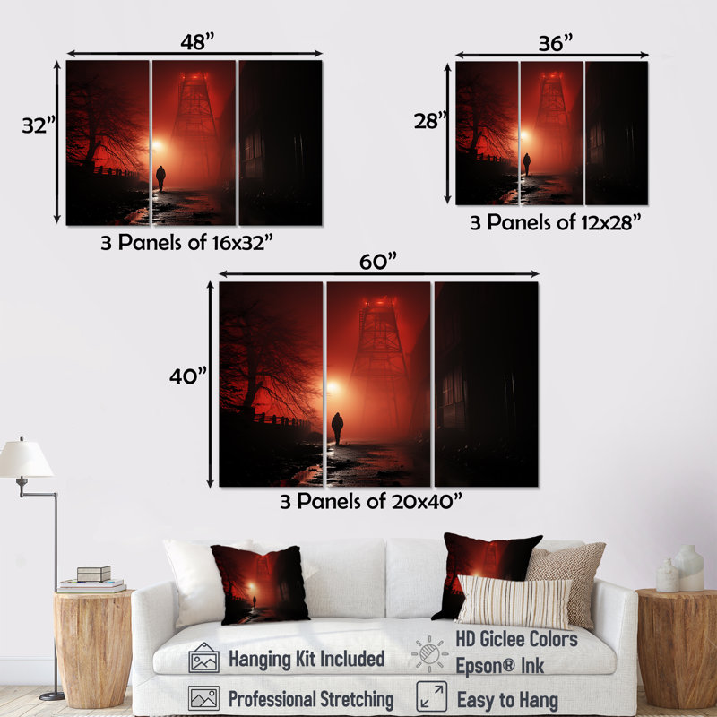 Factory Landscape Ruby Radiance - Factories Wall Decor Set, 28" H x 36" W x 1" D