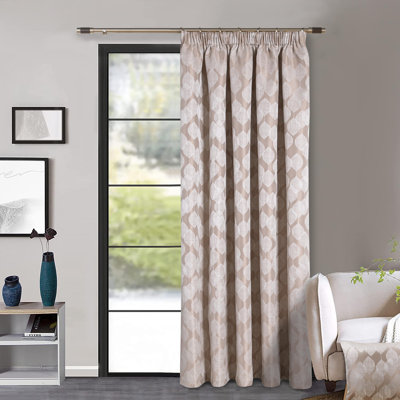 Galston Silk Room Darkening Pencil Pleat Door Curtain Panel