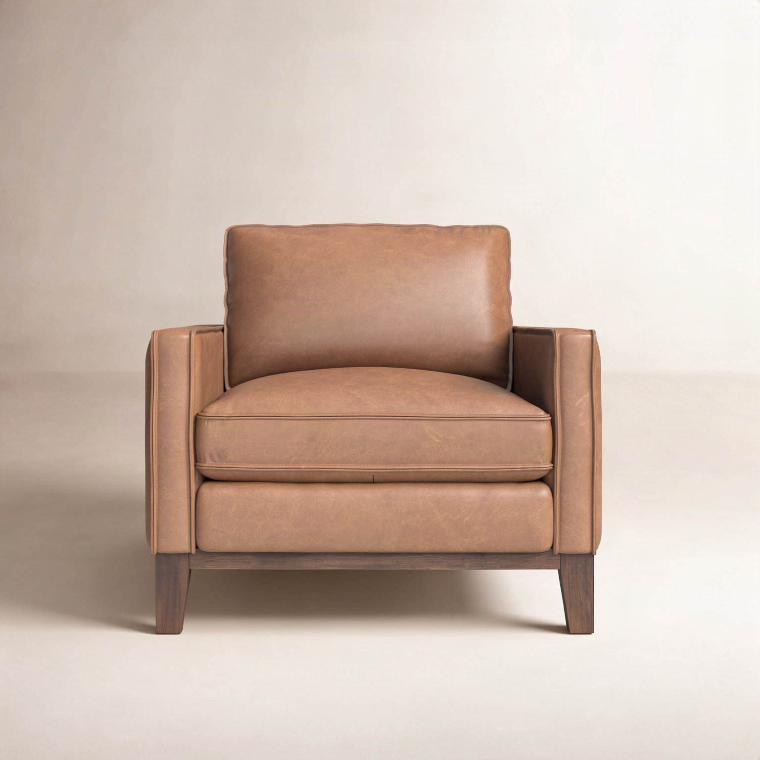 Cascades Genuine Leather Armchair, Chestnut Genuine Leather