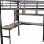 Lit mezzanine double avec lumière DEL et station de charge, lit mezzanine en métal avec bureau et escalier, lit mezzanine avec garde-robe-1407358010
