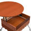 Table basse ronde à plateau relevable avec roues, structure en métal et éclairage multicolore de 27,6 po