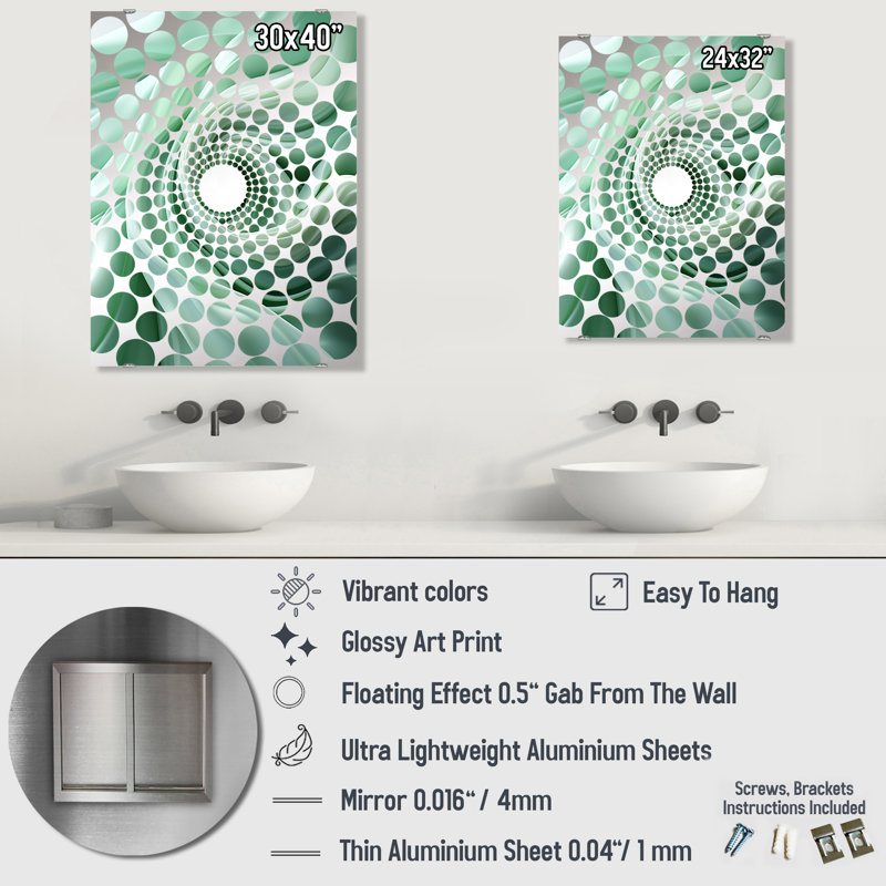 Miroir mural Casares - Abstract Spirals MIR138053, 32 po x 24 po