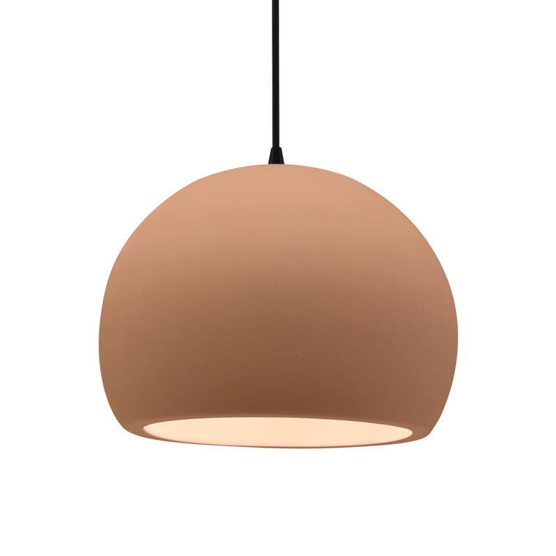 Luminaire suspendu à 1 lumière Aschwin, H 9,25 po x l 12,25 po x P 12,25 po, Adobe, Noir mat