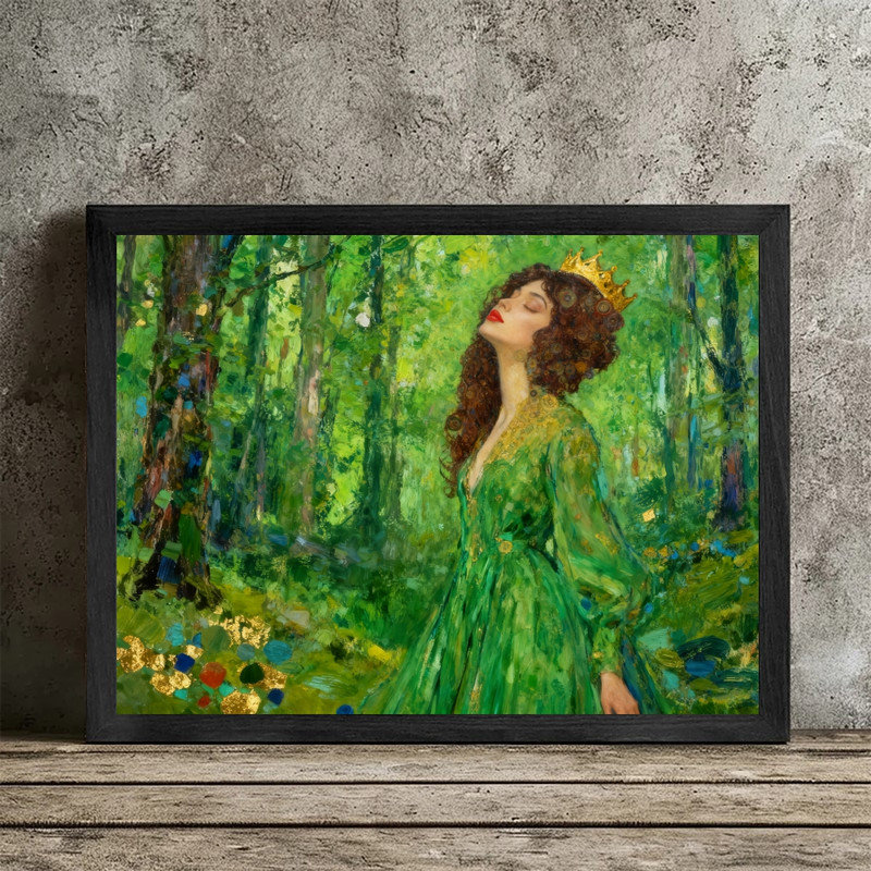 «Black Queen», art encadré noir Gustav Klimt, H 17 po x l 25 po