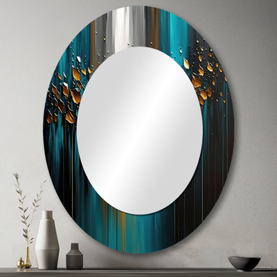 Oplis abstrait géométrique vert et or - miroir géométrique, miroir mural moderne unique, art imprimé en métal