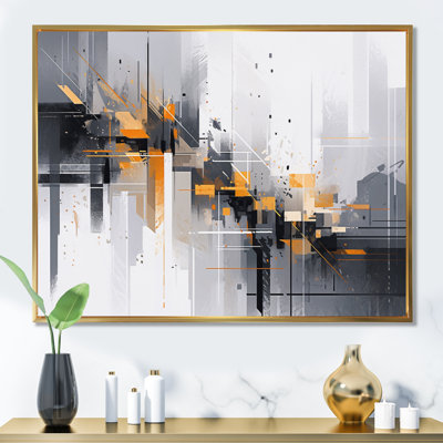 Impression sur toile encadrée orange orange et gris Sripes I