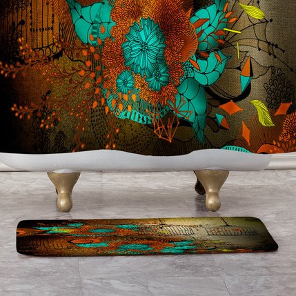 Tapis de bain en dentelle rouille