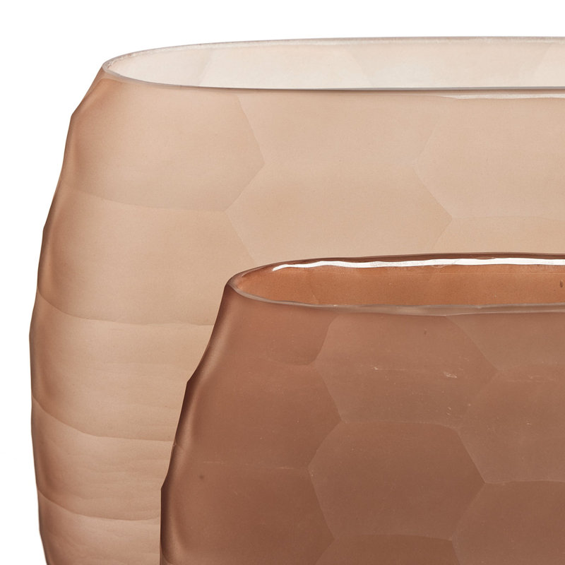 Celsino Textured Glass Oval Vases-Smoked Textured Glass