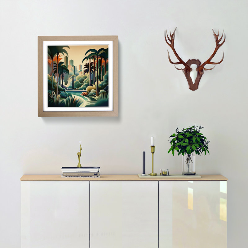 Landscape Deco - Single Picture Frame Print, Oak