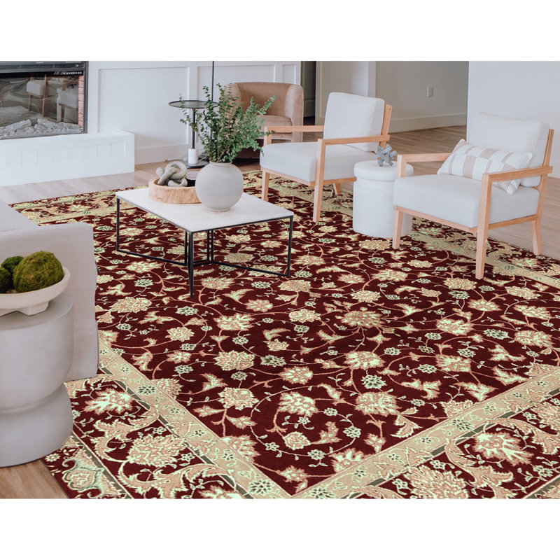 Tapis rectangulaire en laine noué à la main