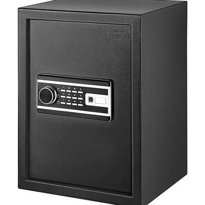 2.1 Cu.ft Fingerprint Safe With 2 Keys And Digital Keypad, Q235 Steel, Wall - Mounted For Home, Office & Hotel, Black Color Box Jewelry Pistols, Cu.ft, Keypad Unlock, Mounted, Exterior